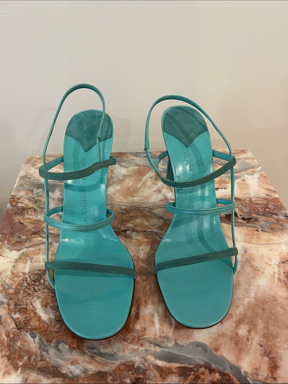 Ralph suede and leather Turquoise Strappy Women’s Sandals